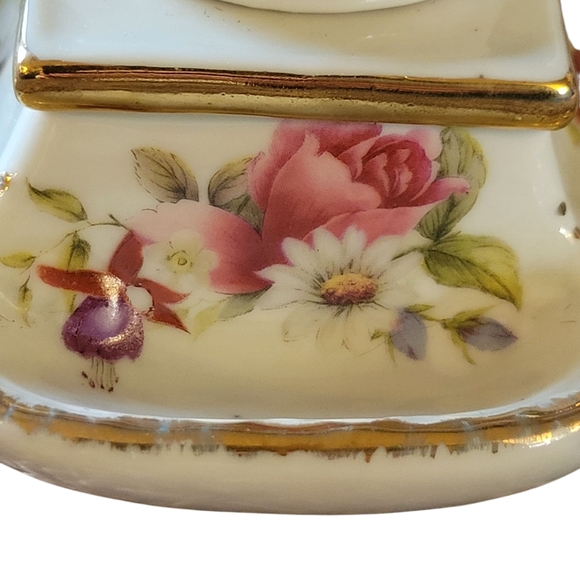 Vintage Limoge China Floral Porcelain Double Ink Well - Picture 9 of 12